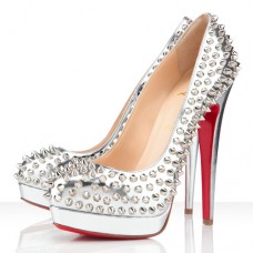 Christian Louboutin Bianca Spikes 140mm Plateauschuhe Silber Christian Louboutin Bianca Spikes 140mm Plateauschuhe Silber