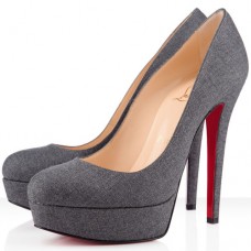 Christian Louboutin Bianca 140 mm Plateauschuhe, Hellgrau