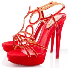 Christian Louboutin TroisRonds 140mm Sandalen Mandarinrot