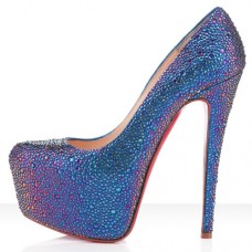 Christian Louboutin Daffodile Strass Plateauschuhe, 160 mm, Blau Christian Louboutin Daffodile Strass Plateauschuhe, 160 mm, Blau