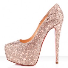 Christian Louboutin Daffodile Strass Plateauschuhe, 160 mm, Hellpfirsich Christian Louboutin Daffodile Strass Plateauschuhe, 160 mm, Hellpfirsich