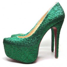 Christian Louboutin Daffodile Plateauschuhe, 160 mm, Dunkelgrün Christian Louboutin Daffodile Plateauschuhe, 160 mm, Dunkelgrün