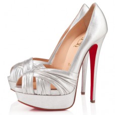Christian Louboutin Jenny 140mm Peep-Toe-Pumps Silber Christian Louboutin Jenny 140mm Peep-Toe-Pumps Silber