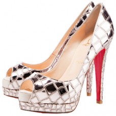 Christian Louboutin Sobek 100 mm Peep-Toe-Pumps Platin