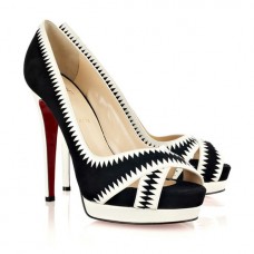 Christian Louboutin Very Jaws 140mm Peep-Toe-Pumps Schwarz Weiß Christian Louboutin Very Jaws 140mm Peep-Toe-Pumps Schwarz Weiß