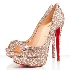Christian Louboutin Lady Peep Strass 140mm Peep-Toe-Pumps Gold Christian Louboutin Lady Peep Strass 140mm Peep-Toe-Pumps Gold