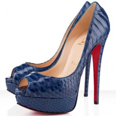 Christian Louboutin Damen-Pumps mit offener Spitze, 140 mm, Marineblau Christian Louboutin Damen-Pumps mit offener Spitze, 140 mm, Marineblau