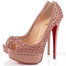 Christian Louboutin Lady Peep Spikes 140mm Peep Toe Pumps Nude Christian Louboutin Lady Peep Spikes 140mm Peep Toe Pumps Nude