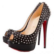 Christian Louboutin Lady Peep Spikes 140mm Peep-Toe-Pumps Silber