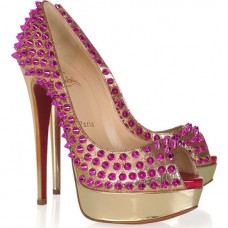 Christian Louboutin Lady Peep Spikes 140mm Peep-Toe-Pumps Gold Rose Christian Louboutin Lady Peep Spikes 140mm Peep-Toe-Pumps Gold Rose