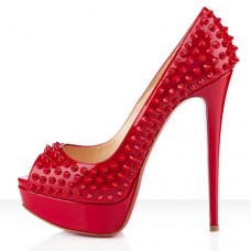 Christian Louboutin Lady Peep Spikes 140mm Peep-Toe-Pumps Rot Christian Louboutin Lady Peep Spikes 140mm Peep-Toe-Pumps Rot