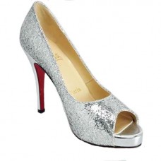 Christian Louboutin Glitzernde 120mm Peep-Toe-Pumps Silber Christian Louboutin Glitzernde 120mm Peep-Toe-Pumps Silber