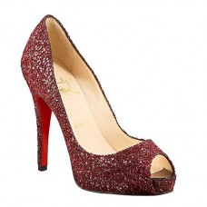 Christian Louboutin Glitzerpumps, 120 mm, Peeptoe, Rot Christian Louboutin Glitzerpumps, 120 mm, Peeptoe, Rot
