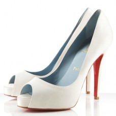 Christian Louboutin Very Privé 120 mm Peeptoe-Pumps, Off-White Christian Louboutin Very Privé 120 mm Peeptoe-Pumps, Off-White
