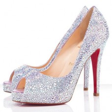 Christian Louboutin Very Riche Strass 120mm Peep Toe Pumps Kristall Christian Louboutin Very Riche Strass 120mm Peep Toe Pumps Kristall