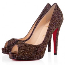 Christian Louboutin Very Riche Strass 120mm Peeptoe Pumps Pflaume Christian Louboutin Very Riche Strass 120mm Peeptoe Pumps Pflaume