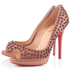 Christian Louboutin Yolanda Spikes 120mm Peep Toe Pumps Nude Christian Louboutin Yolanda Spikes 120mm Peep Toe Pumps Nude