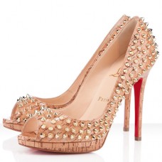 Christian Louboutin Yolanda Spikes 120mm Peep-Toe-Pumps Natur Christian Louboutin Yolanda Spikes 120mm Peep-Toe-Pumps Natur