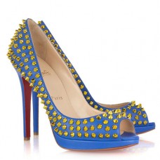 Christian Louboutin Yolanda Spikes 120mm Peep-Toe-Pumps Blau Christian Louboutin Yolanda Spikes 120mm Peep-Toe-Pumps Blau