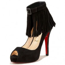 Christian Louboutin Kurze Tina-Fransenschuhe 120 mm für besondere Anlässe, Schwarz Christian Louboutin Kurze Tina-Fransenschuhe 120 mm für besondere Anlässe, Schwarz