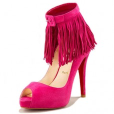 Christian Louboutin Short Tina Fringe 120mm Special Occasion Pink Christian Louboutin Short Tina Fringe 120mm Special Occasion Pink