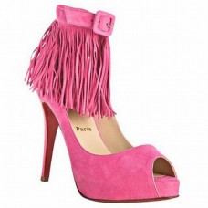 Christian Louboutin Short Tina Fringe 120mm Special Occasion Pink Christian Louboutin Short Tina Fringe 120mm Special Occasion Pink