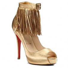 Christian Louboutin Short Tina Fringe 120mm Special Occasion Gold Christian Louboutin Short Tina Fringe 120mm Special Occasion Gold
