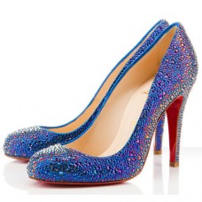 Christian Louboutin Fifi Strass 100mm Special Occasion Blau Christian Louboutin Fifi Strass 100mm Special Occasion Blau
