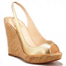 Christian Louboutin Metallic Cork 120mm Wedges Gold Christian Louboutin Metallic Cork 120mm Wedges Gold