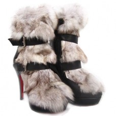 Christian Louboutin Toundra Pelzstiefelette, 120 mm, Schwarz