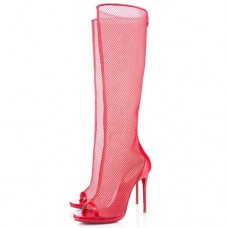 Christian Louboutin Alta Dentelle 120mm Stiefel Rot Christian Louboutin Alta Dentelle 120mm Stiefel Rot