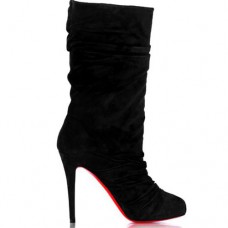 Christian Louboutin Velours Scrunch 100mm Stiefel Schwarz Christian Louboutin Velours Scrunch 100mm Stiefel Schwarz