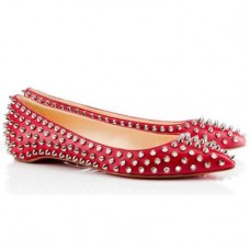 Christian Louboutin Pigalle Ballerinas mit Spikes, Rot Christian Louboutin Pigalle Ballerinas mit Spikes, Rot