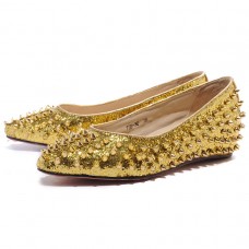 Christian Louboutin Pigalle Ballerinas mit Spikes, Gold Christian Louboutin Pigalle Ballerinas mit Spikes, Gold