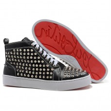 Christian Louboutin Louis Silver Spikes Sneakers Schwarz Christian Louboutin Louis Silver Spikes Sneakers Schwarz