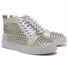 Christian Louboutin Louis Silver Spikes Sneakers Beige Christian Louboutin Louis Silver Spikes Sneakers Beige
