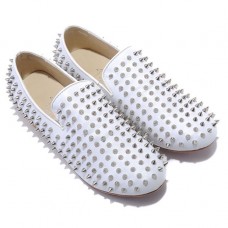 Christian Louboutin Rollerboy Silver Spikes Loafer Weiß Christian Louboutin Rollerboy Silver Spikes Loafer Weiß