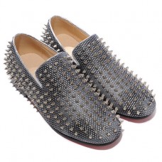 Christian Louboutin Rollerboy Silver Spikes Loafer Grau Christian Louboutin Rollerboy Silver Spikes Loafer Grau