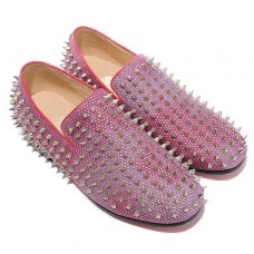 Christian Louboutin Rollerboy Silver Spikes Loafers Rot Christian Louboutin Rollerboy Silver Spikes Loafers Rot