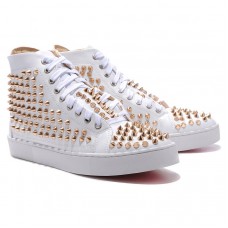 Christian Louboutin Louis Gold Spikes Sneakers Weiß Christian Louboutin Louis Gold Spikes Sneakers Weiß