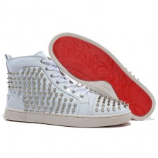 Weißer Christian Louboutin Louis Spikes Sneakers Weißer Christian Louboutin Louis Spikes Sneakers
