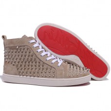 Christian Louboutin Louis Spikes Sneakers Taupe Christian Louboutin Louis Spikes Sneakers Taupe