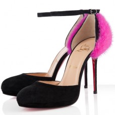 Christian Louboutin Crazy Fur Pumps, 120 mm, Pink/Schwarz Christian Louboutin Crazy Fur Pumps, 120 mm, Pink/Schwarz