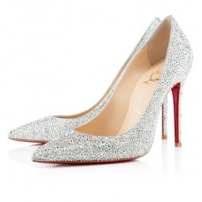 Christian Louboutin Decollete 554 Strass 100mm Pumps Silber Christian Louboutin Decollete 554 Strass 100mm Pumps Silber