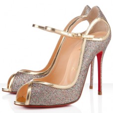 Christian Louboutin 1en8 100mm Peep-Toe-Pumps Gold Christian Louboutin 1en8 100mm Peep-Toe-Pumps Gold