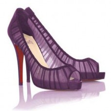 Christian Louboutin Champagnerfarbene Chiffon-Pumps Ambrosina 120 mm Peeptoe, Lila Christian Louboutin Champagnerfarbene Chiffon-Pumps Ambrosina 120 mm Peeptoe, Lila