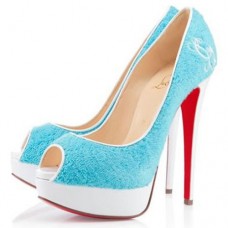 Christian Louboutin Lady 140mm Peep Toe Pumps Hellblau Christian Louboutin Lady 140mm Peep Toe Pumps Hellblau