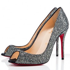 Christian Louboutin Sexy 100mm Peep Toe Pumps Grau
