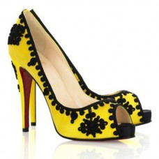 Christian Louboutin Very Brode 120mm Peep Toe Pumps Gelb