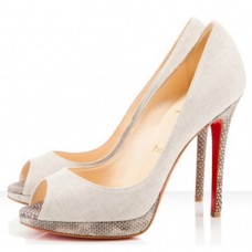 Christian Louboutin Yolanda 120mm Peep-Toe-Pumps Beige